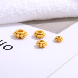 S925 sterling silver frosted gold beads for DIY jewelry making in four sizes