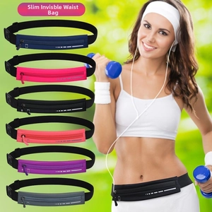Detail view of colorful waterproof running belts with earphone port and reflective safety strip
