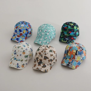 Kids Baseball Cap Breathable Polyester Sun Protection Curved Brim Printed Cartoon Animal Outdoor Summer Travel Boys Girls