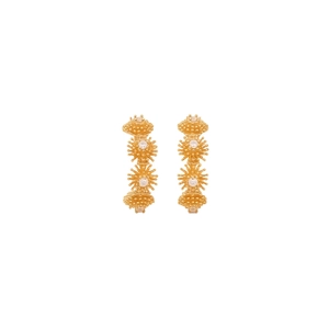 Élégantes boucles d'oreilles pendantes verticales en or 18 carats avec zircons