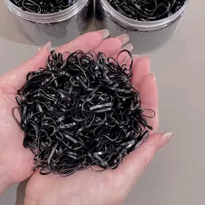 Hochelastische schwarze Einweg-Haargummis in einer Großpackung für Frauen