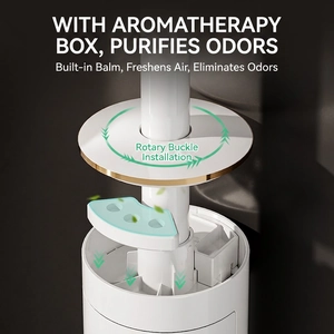 Wall-mounted disposable toilet brush holder with built-in aromatherapy and air freshener