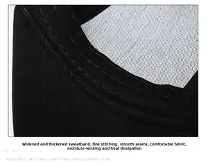 Macro detail of widened sweatband and fine stitching on a men's baseball cap