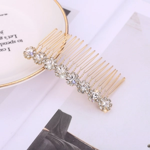 Elegant Bridal Hair Comb Alloy Rhinestone Sunflower Artificial Pearl Floral Wedding Headpiece Accessory For Women