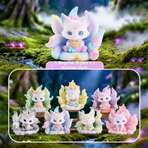 Detail showing nine-tailed fox blind box set with 6 regular and 1 hidden matte figures