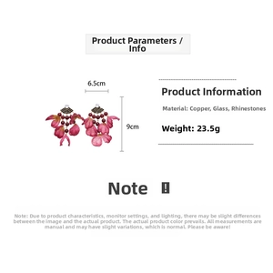 Pink fabric petal earrings with rhinestones and glass beads, 9cm long statement jewelry