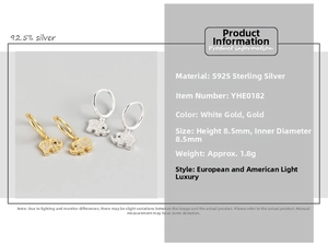 Detail der S925 Sterlingsilber Elefanten-Ohrringe mit Zirkonia in Gold und Silber