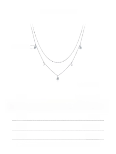 Détails du collier double rang en argent S925 avec pendentifs goutte de 0,25 ct