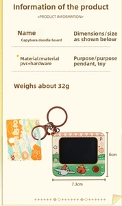 Detail view of the 7.3x6cm Capybara doodle board keychain with precise dimensions and size