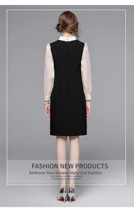 Elegante abito a contrasto bianco e nero con dettagli sul retro e cerniera nascosta