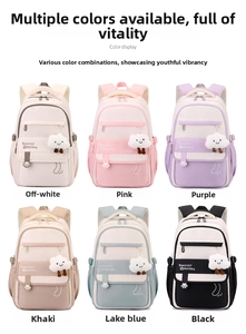 Detailed color display of lightweight waterproof school backpacks in six vibrant pastel tones