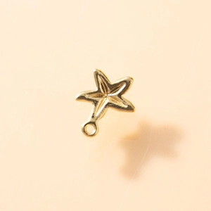 Minimalist gold starfish pendant with 3D texture and small ring for DIY jewelry making