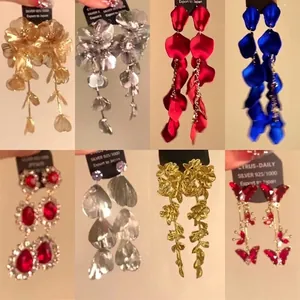 Various stylish rose petal tassel earrings with S925 silver needles for women