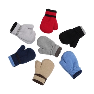 Fleece lined warm knit toddler mittens in seven diverse colors for boys and girls