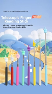 Eight colorful telescopic finger reading sticks showing adjustable lengths for teaching
