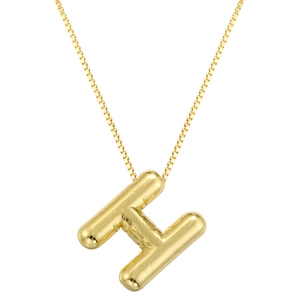 Detailed close-up of a gold-plated 3D balloon letter H pendant on a fine box chain