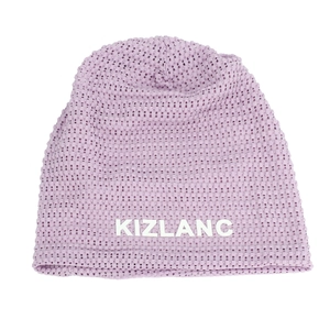 Light purple breathable mesh knit beanie cap featuring KIZLANC logo in casual style