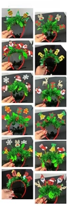 Collection of 12 festive Christmas headbands with reindeer antlers and snowflakes