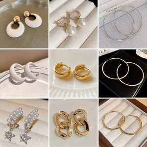 Orecchini Cerchio Geometrici In Lega Per Donna Con Perno In Argento Perla Artificial Stella Catena Stile Minimalista Gioielli