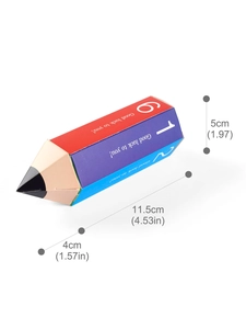 Detailed view of pencil-shaped hexagonal gift box with size specs in centimeters