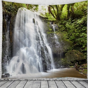 Scenic forest waterfall tapestry wall hanging for bedroom or living room decoration