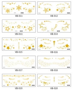 Grid layout showing ten models of waterproof gold freckle face tattoo stickers for makeup