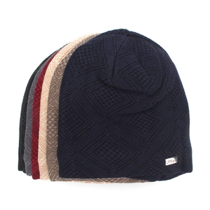 Winter thermal fleece-lined beanie collection in five colors with diamond knit patterns