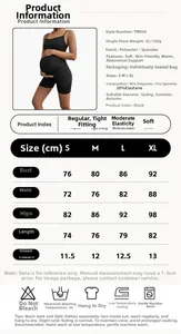 Detail der Größentabelle für den Umstands-Body mit Maßen von Größe S bis XL in Schwarz