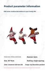 Spécifications détaillées des boucles de rideaux de Noël avec renne et bonhomme de neige