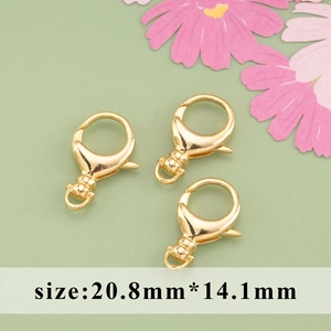 18k gold plated lobster clasps for DIY jewelry making size 20.8mm x 14.1mm