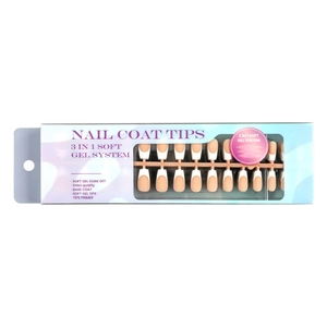 3 in 1 soft gel French nail tips kit with nude base and white tips in box packaging