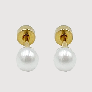 Artificial Pearl Stud Earrings Stainless Steel Screw Back Round Elegant Minimalist Fashion Jewelry For Women Daily Accessorizing