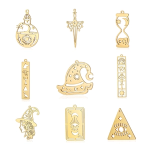 Witch Hat Evil Eye Pendants Stainless Steel Egyptian Symbols Magic Potion Bottle Hourglass Sword Charms DIY Jewelry Making