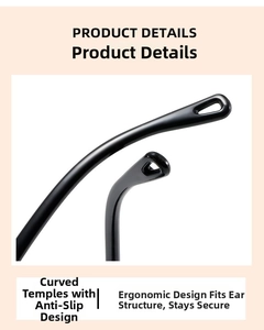 Dettaglio delle punte curve ergonomiche con design antiscivolo per occhiali da bambini