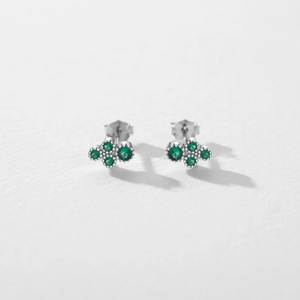 Minimalistische S925 Silber Ohrstecker mit smaragdgrünem Zirkon Kleeblatt Motiv Design