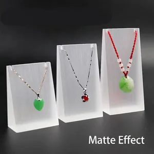 Acrylic necklace display stands with brushed texture and frosted finish in three sizes