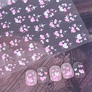 Heart Star Nail Art Stickers Hollow Out Bronzing Gold Silver Adhesive Nail Decals For DIY Manicure Sweet Y2K Style