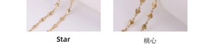 Detail of gold stainless steel star and heart shaped DIY jewelry craft chains