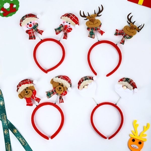 Serre-Tête De Noël LED Lumineux Dessin Animé Père Noël Bonhomme De Neige Renne Ours Peluche Ressort Décoration De Fête Accessoire Cheveux