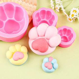 Set di stampi in silicone rosa a forma di zampa di gatto per dolci e resina