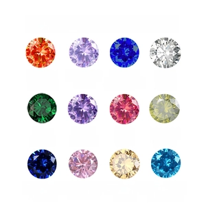 Macro display of twelve colorful birthstone crystals for personalized pendant necklace