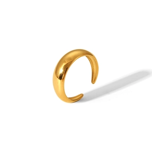 Polished 18K gold-plated stainless steel open ring with a minimalist curved design