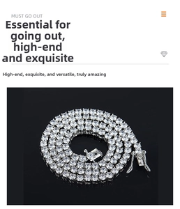 Detailed view of silver tennis chain with brilliant stones and a secure clasp closure