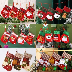 Christmas Stocking Decoration Non-Woven Fabric Gift Bag With Santa Snowman Reindeer Character For Holiday Home Decor
