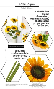 Detailed view of flexible sunflower stems and vivid yellow fabric petals for decor