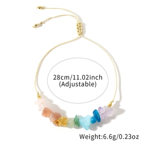 Bracelet bohème en pierres naturelles colorées avec cordon tressé ajustable 28cm