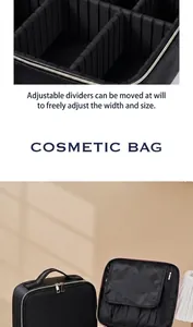 Detail view of adjustable EVA dividers and internal brush storage in professional makeup bag