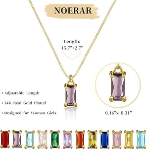 Detail of 14K gold plated necklace with adjustable chain and emerald green gemstone