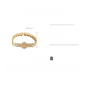 Dettaglio di un bracciale con fibbia per orologio placcato oro 18k e zirconi bianchi