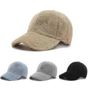 Cappello Da Baseball In Peluche Pelliccia Sintetica Righe Verticali Inverno Caldo Antivento Tesa Curva Unisex Casual